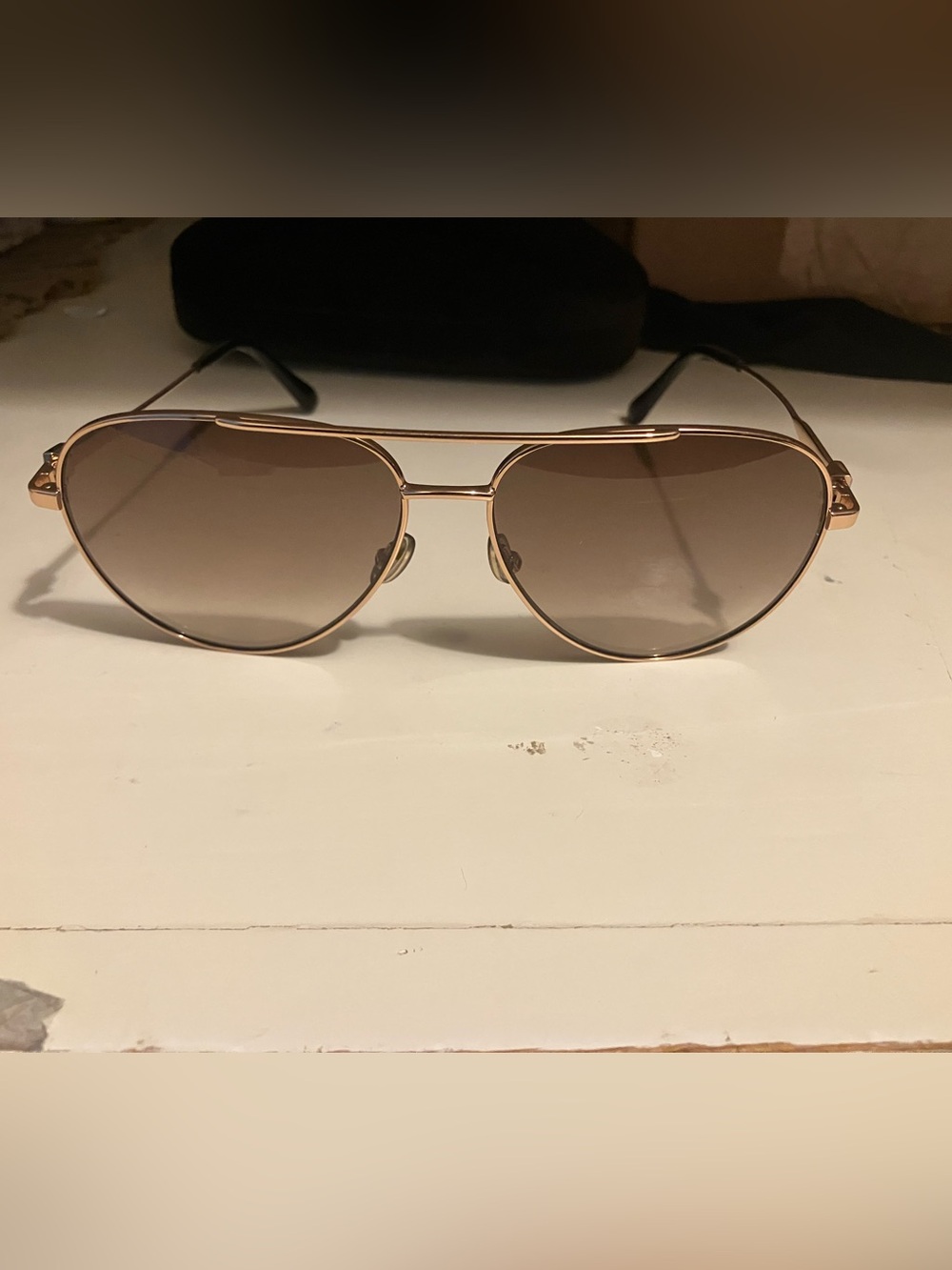 Jimmy Choo Men's Aviator Sunglasses in Rose Gold Frame with Brown Lenses